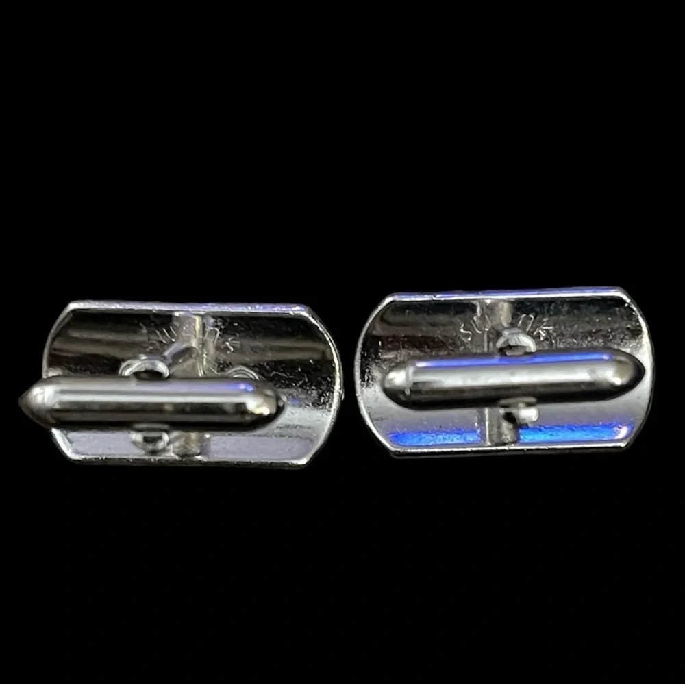Vintage Mens Silver Metal Swank Cufflinks Oval Link Tubular Oval Links Classic